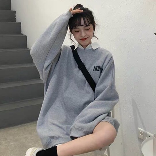 Áo sweater nữ form rộng dài vải nỉ in hình đẹp không xù lông hàng quảng