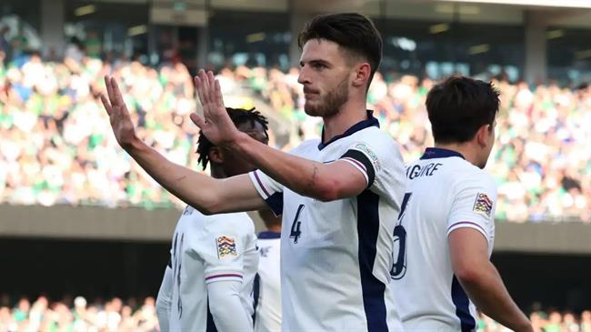 Khoảnh khắc Declan Rice ăn mừng bàn thắng
