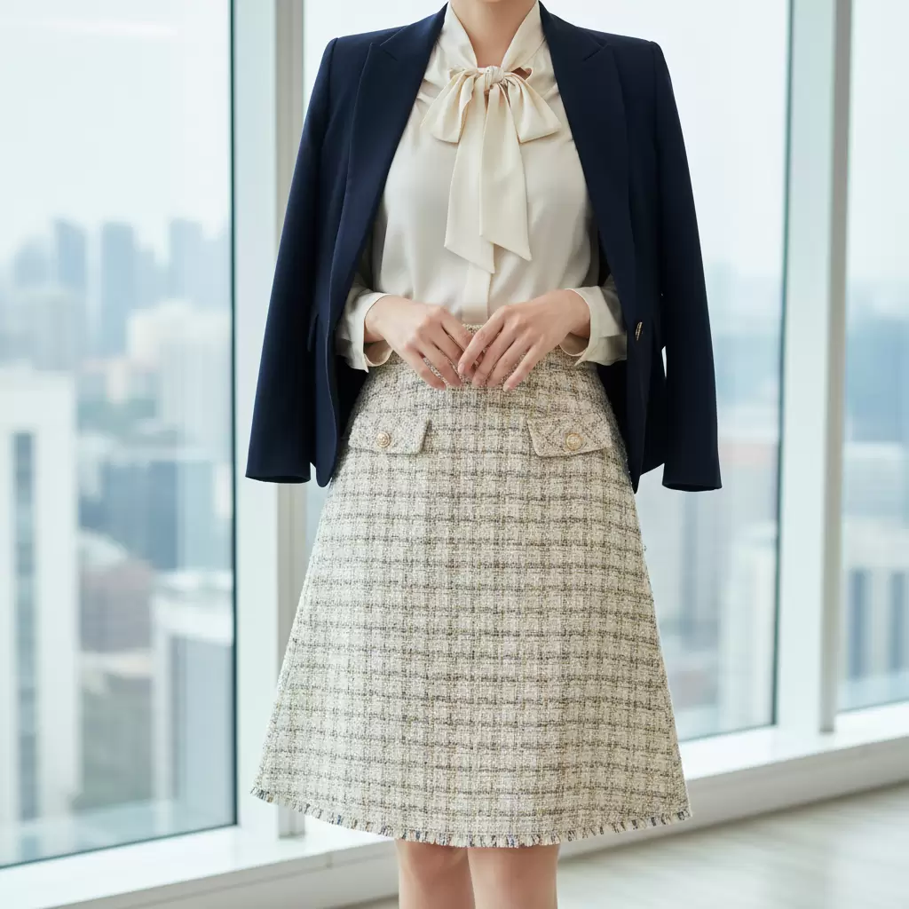 gemini_image_1768310666 Chất liệu vải dày dặn giúp chân váy chữ A giữ form dáng chuẩn đẹp