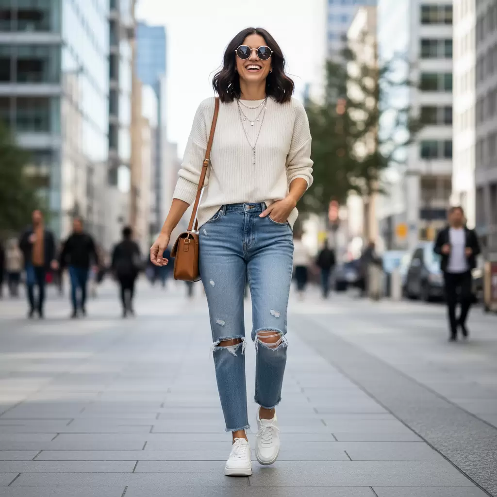 gemini_image_1768312854 Quần jean và áo len mỏng là combo hoàn hảo cho phong cách hằng ngày