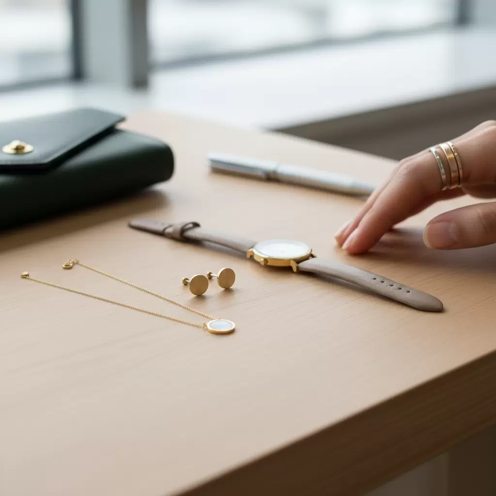 gemini_image_1768316311-1 Sử dụng phụ kiện tinh tế giúp nâng tầm phong cách công sở