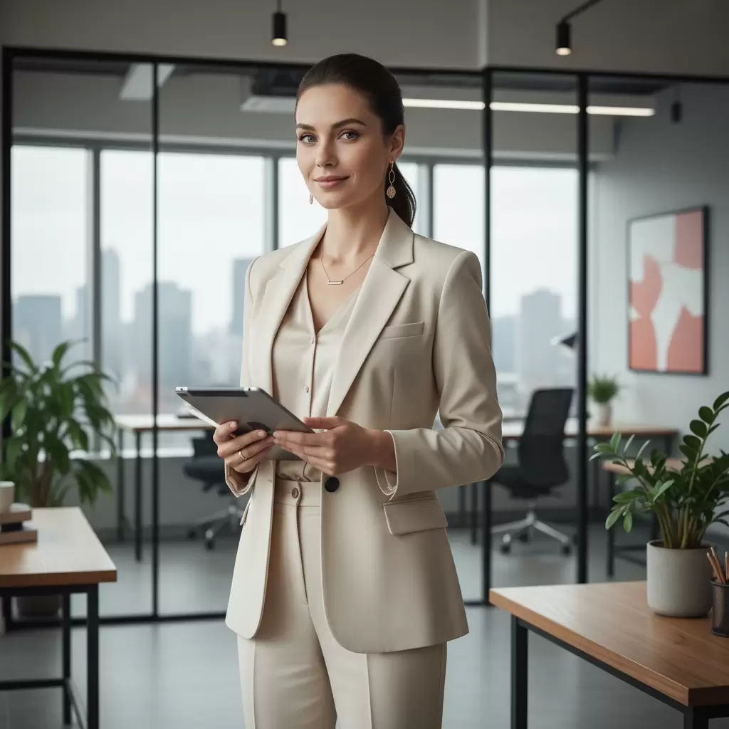 gemini_image_1768317492 Blazer công sở là biểu tượng của sự thanh lịch và chuyên nghiệp cho phái đẹp