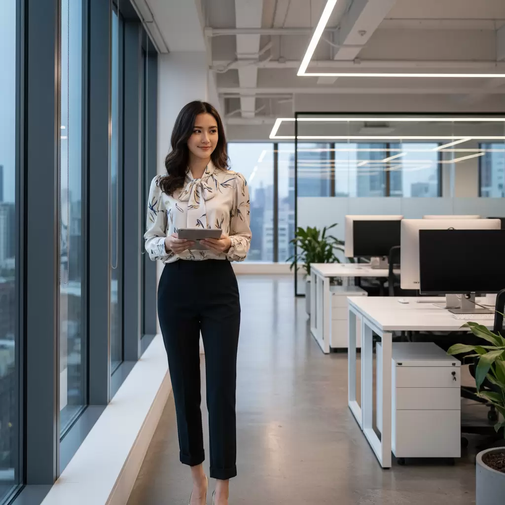 gemini_image_1768320854 BST áo sơ mi nữ thiết kế dành riêng cho nàng văn phòng mang lại vẻ đẹp chuyên nghiệp