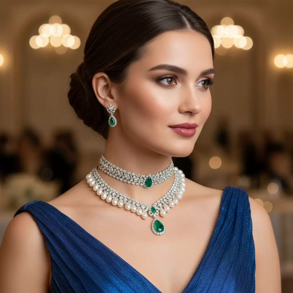 Trang sức nổi bật giúp thu hút ánh nhìn vào khuôn mặt và cổ thay vì bắp tay