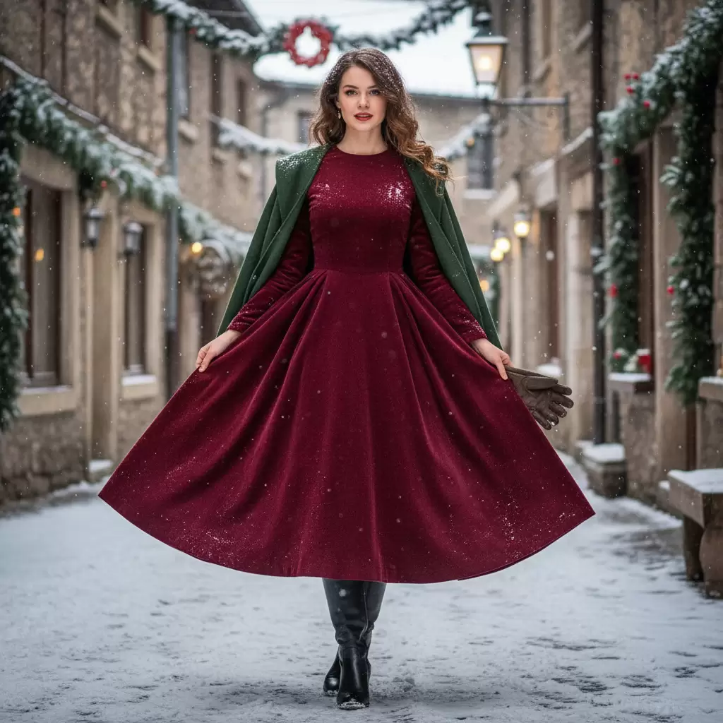 Thiết kế dáng xòe cổ điển giúp tôn lên vẻ đẹp nữ tính và quý phái