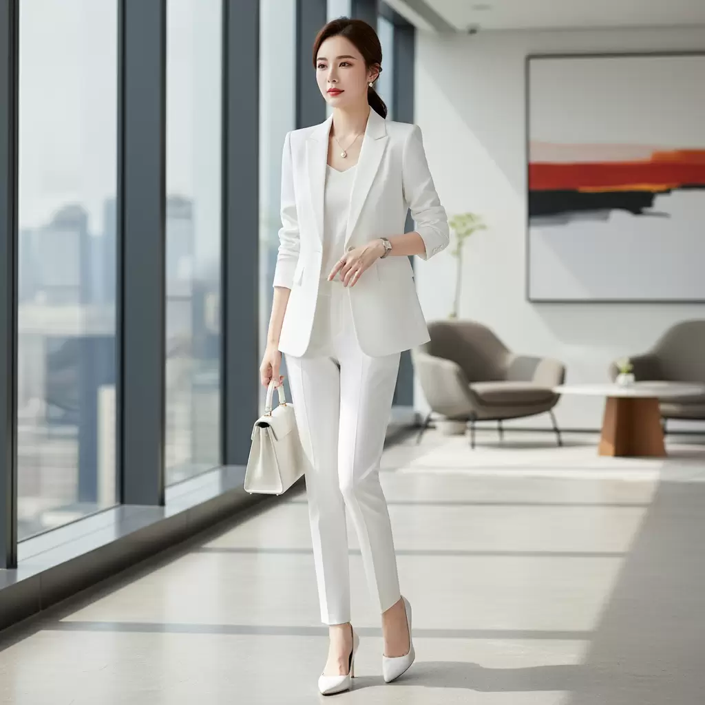 Vest trắng mang lại vẻ ngoài thanh lịch và quyền lực cho phái đẹp