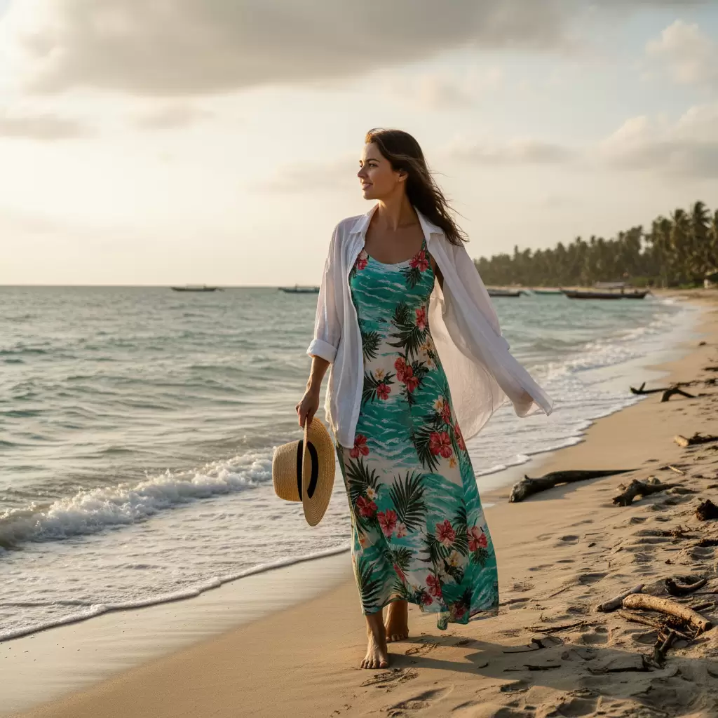 gemini_image_1768328347-1 Váy maxi và áo sơ mi linen là những lựa chọn hàng đầu cho sự thoáng mát và thanh lịch