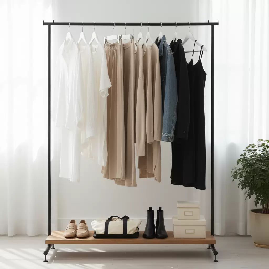 Tủ đồ nền tảng với các gam màu trung tính là chìa khóa để phối đồ linh hoạt