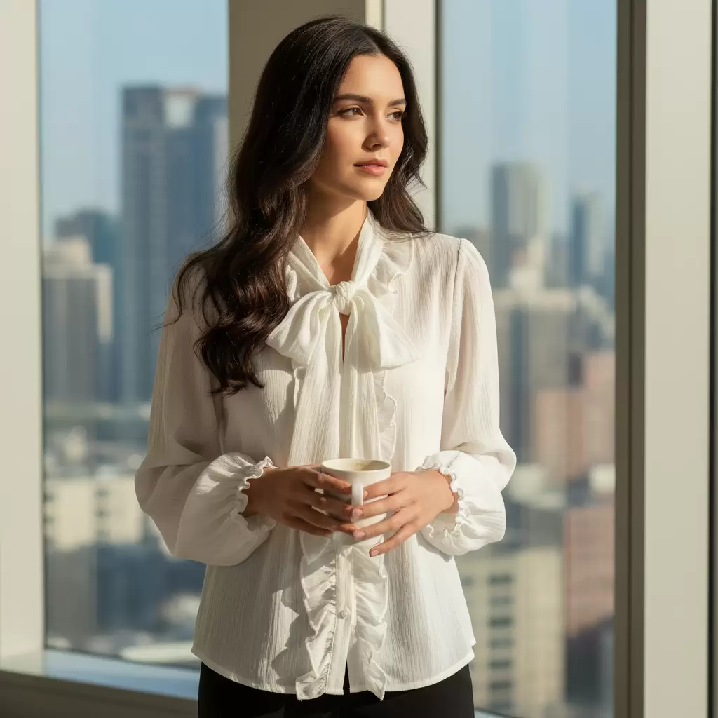 Chi tiết bèo nhún trước ngực tạo hiệu ứng vòng 1 đầy đặn và nữ tính hơn