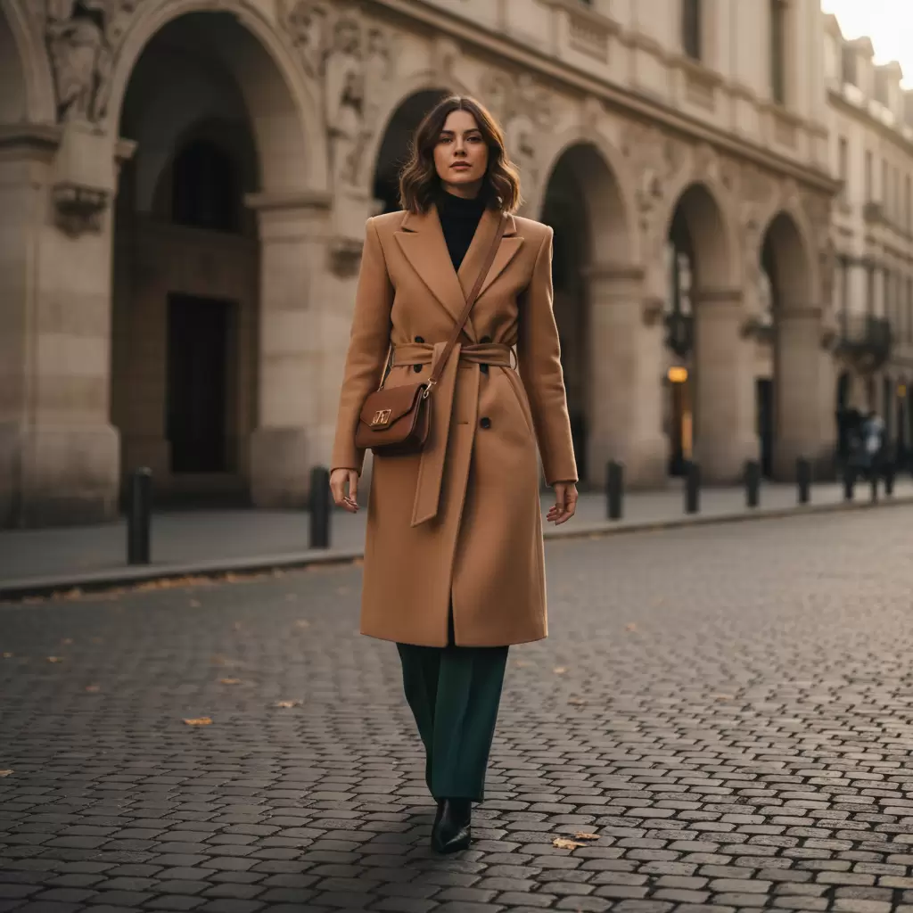 Áo khoác có điểm nhấn ở eo giúp định hình vóc dáng và tạo tỷ lệ cơ thể cân đối