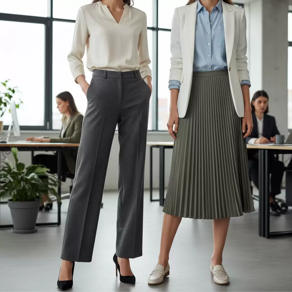 Quần ống rộng và chân váy midi là lựa chọn hoàn hảo để tôn vinh chiều cao và sự thanh lịch