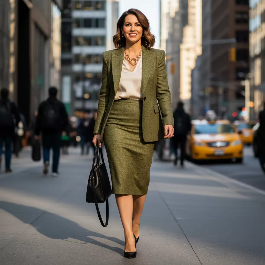 Trang phục từ vải trượt mang lại vẻ ngoài chuyên nghiệp và sang trọng cho phái đẹp