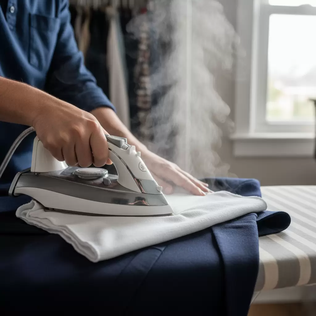 Sử dụng vải lót là mẹo quan trọng trong cách ủi áo blazer không làm hỏng form dáng